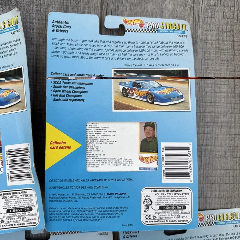 Lot 1992 Hot Wheels Pro Circuit Cars M. Martin R. Wallace M. Andretti B. Bodine